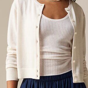 J.Crew Featherweight Cashmere Shrunken Cardigan Sweater (Snow/White),  Size XS